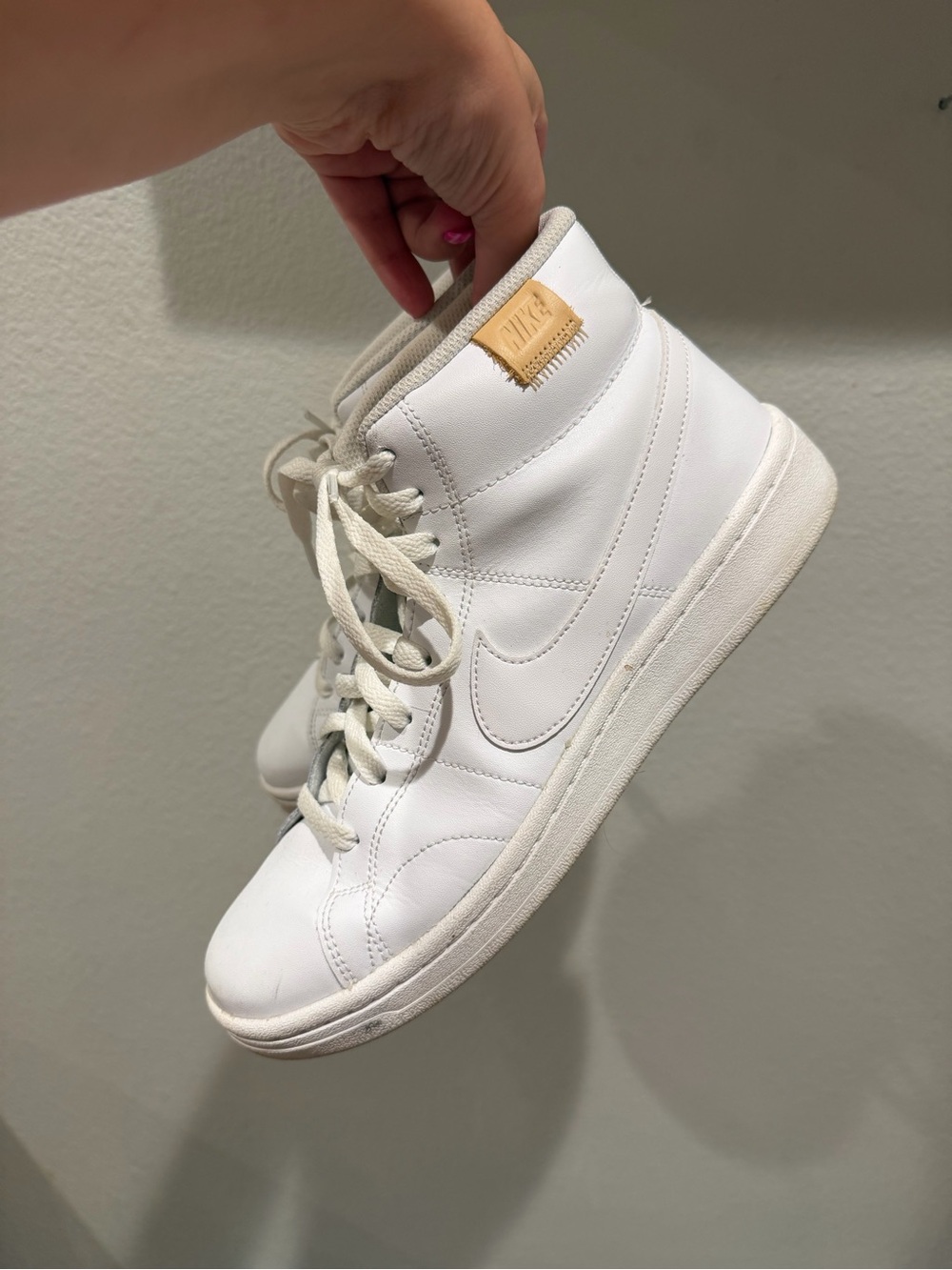 Nike Women's White High-Top Sneakers with Tan Accent